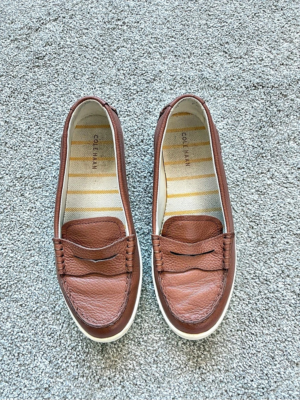 Cole Haan Nantucket Penny Loafer Leather-Look Moccasin Loafers US 7B Brown